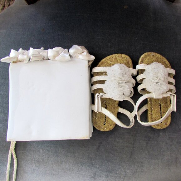 BABY SANDALS + PURSE, TODDLER 5 WHITE SHOES + CUTE BAG w ROSES, FUN for DRESS-UP - Picture 4 of 8